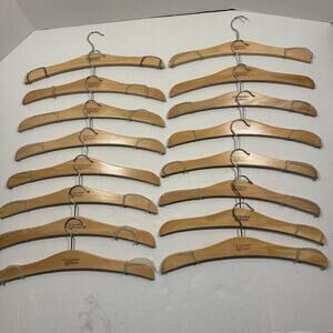 Lot of 16 Christopher & Banks 16" Wood Shirt / Dress Hangers Swivel Hook Used